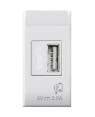 Domus S44 Caricatore USB-A 3A 240V 1 Modulo Bianco Lucido, 441082USB3A