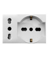 Domus S44 Presa Schuko Presa Italiana 2P+T 10/16A 250V 3 Moduli Bianco Lucido, 44109015MB