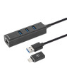 Hub USB 3.0 3 Porte Combo Type-C/A con Adattatore di Rete Gigabit