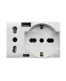 Domus S44 Presa Schuko Presa Italiana USB-A e USB-C™ 2P+T 10/16A 250V 3 Moduli Bianco Lucido, 44109015USB