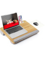 Scrivania Portatile per Laptop Supporto Bambù con Base Imbottita e Stand per Tablet