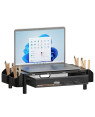 Supporto per Monitor Ergonomico Regolabile a 3 Altezze con Cassetto e Portaoggetti
