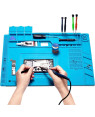 Tappeto da Saldatura e Riparazione Antistatico Antiscivolo Magnetico 45 x 30 cm in Silicone Blu