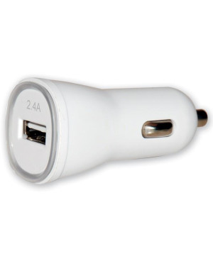 Caricatore da Auto Universale 1 Porta USB con Uscita 5V 2.4A Bianco