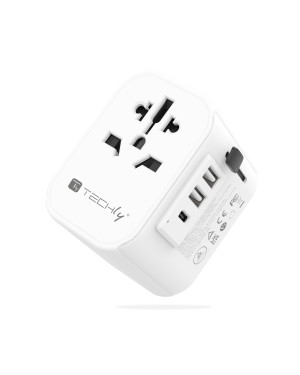 Adattatore da Viaggio Universale 150 Paesi 2 porte USB-A e 1 porta USB-C™ Bianco