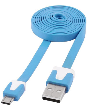 Cavo Flat USB AM a Micro USB M Azzurro 1m