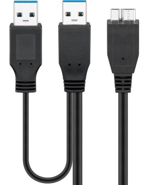 Cavo USB 3.0 SuperSpeed ad Y 2x A M / Micro B M 0,3 m Nero
