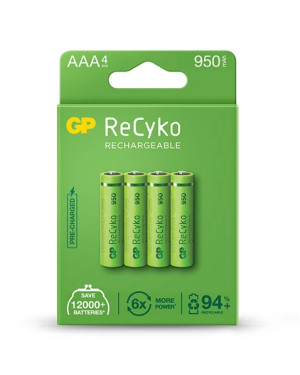 Blister 4 Batterie Ricaricabili AAA Mini Stilo 950mAh GP ReCyko