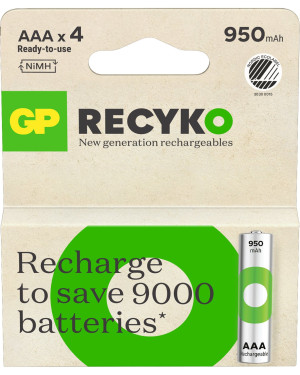 Blister 4 Batterie Ricaricabili AAA Mini Stilo 950 mAh GP ReCyko