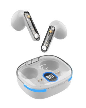 Auricolari Wireless Bluetooth v5.3 Custodia di Ricarica con Display Bianco