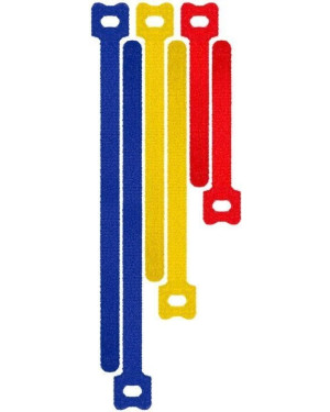 Fascette Fermacavo Blu-Rosso-Giallo in Velcro Set da 6 pz
