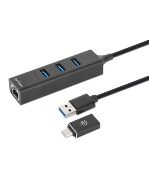 Hub USB 3.0 3 Porte Combo Type-C/A con Adattatore di Rete Gigabit