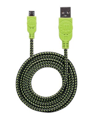 Cavo Micro USB Guaina Intrecciata USB2.0 A M/MicroB M 1m Nero/Verde