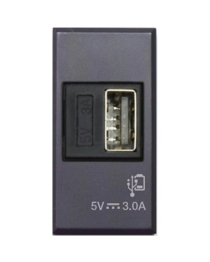 Tekla S44 Caricatore USB-A 3A 240V 1 Modulo Grigio Opaco, 445082USB3A