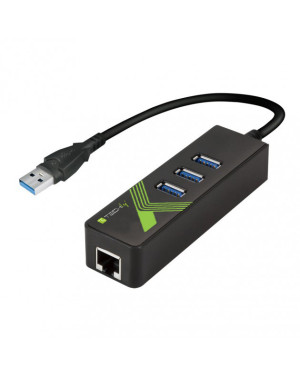 Adattatore Convertitore USB3.0 Ethernet Gigabit con Hub 3 porte