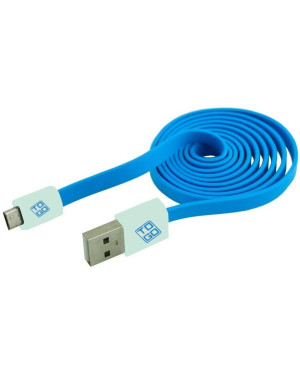 Cavo Flat USB AM a Micro USB M 1m Azzurro / Bianco