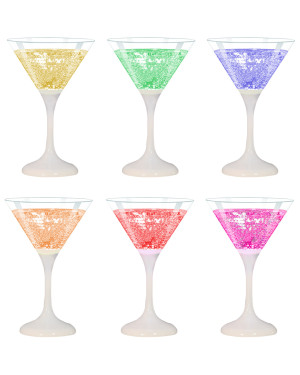 Confezione da 6 Bicchieri da Cocktail Martini con 6 Colorazioni LED