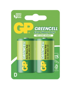 Blister 2 Batteria Greencell Zinco/Carbone Torcia D R20