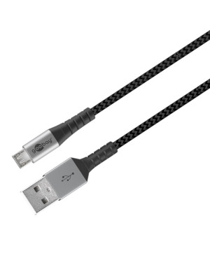 Cavo Micro USB Guaina Intrecciata USB2.0 A M/MicroB M 0,5m Nero/Silver