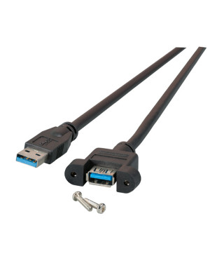 Cavo Prolunga USB 3.0 SuperSpeed A/A M/F da Pannello 1m Nero