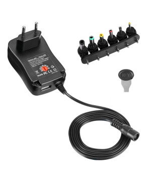Alimentatore Universale 7,2W AC/DC con 6 Prese DC e una Porta USB Tensione Regolabile 3V-12V 600 mA