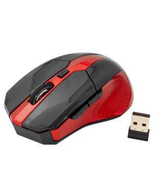 Mouse Ottico 6D Micro Ricevitore USB Wireless 800-1600 dpi Nero/Rosso