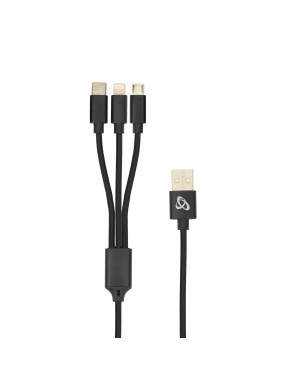 Multi Cavo di Ricarica da USB tipo A a USB-C™ MicroUSB e 8-pin 1m Nero