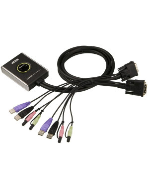 Mini Switch KVM USB Video DVI Audio e Microfono, CS682